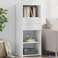 vidaXL Aparador alto madera de ingeniería 50x42,5x124 cm Blanco New