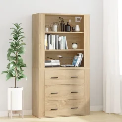 vidaXL Aparador alto madera contrachapada color roble Roble Sonoma Outlet