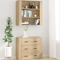 vidaXL Aparador alto madera contrachapada color roble Roble Sonoma Outlet