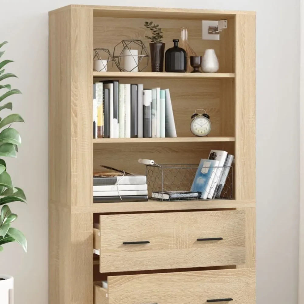 vidaXL Aparador alto madera contrachapada color roble Roble Sonoma Outlet