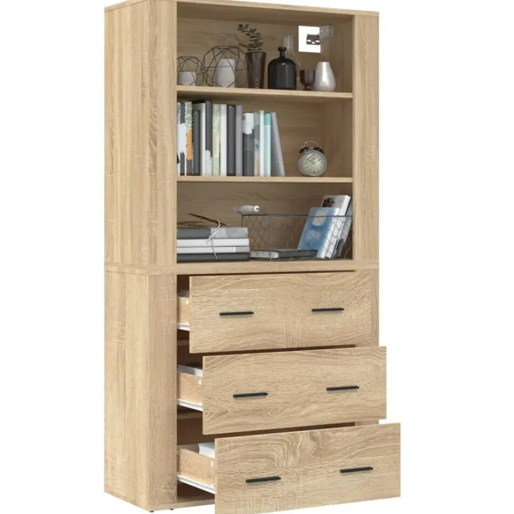 vidaXL Aparador alto madera contrachapada color roble Roble Sonoma Outlet