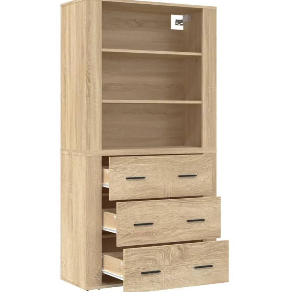 vidaXL Aparador alto madera contrachapada color roble Roble Sonoma Outlet