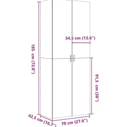 vidaXL Armarios Y Almacenamiento-Aparador alto madera de ingeniería 70x42,5x185 cm