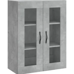 vidaXL Armarios Y Almacenamiento-Aparador alto madera contrachapada gris hormigón 69,5x34x180 cm