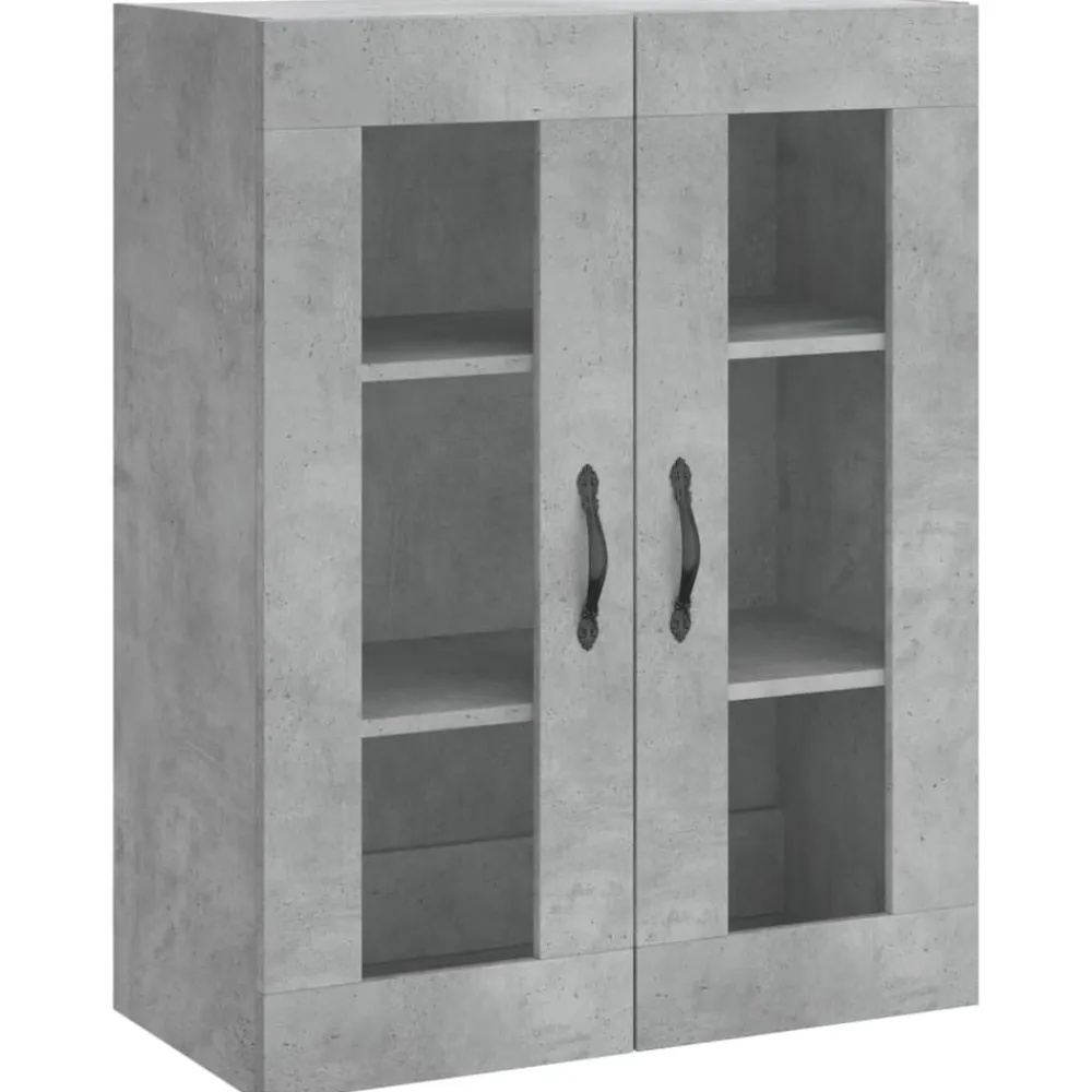 vidaXL Armarios Y Almacenamiento-Aparador alto madera contrachapada gris hormigón 69,5x34x180 cm