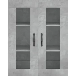 vidaXL Armarios Y Almacenamiento-Aparador alto madera contrachapada gris hormigón 69,5x34x180 cm