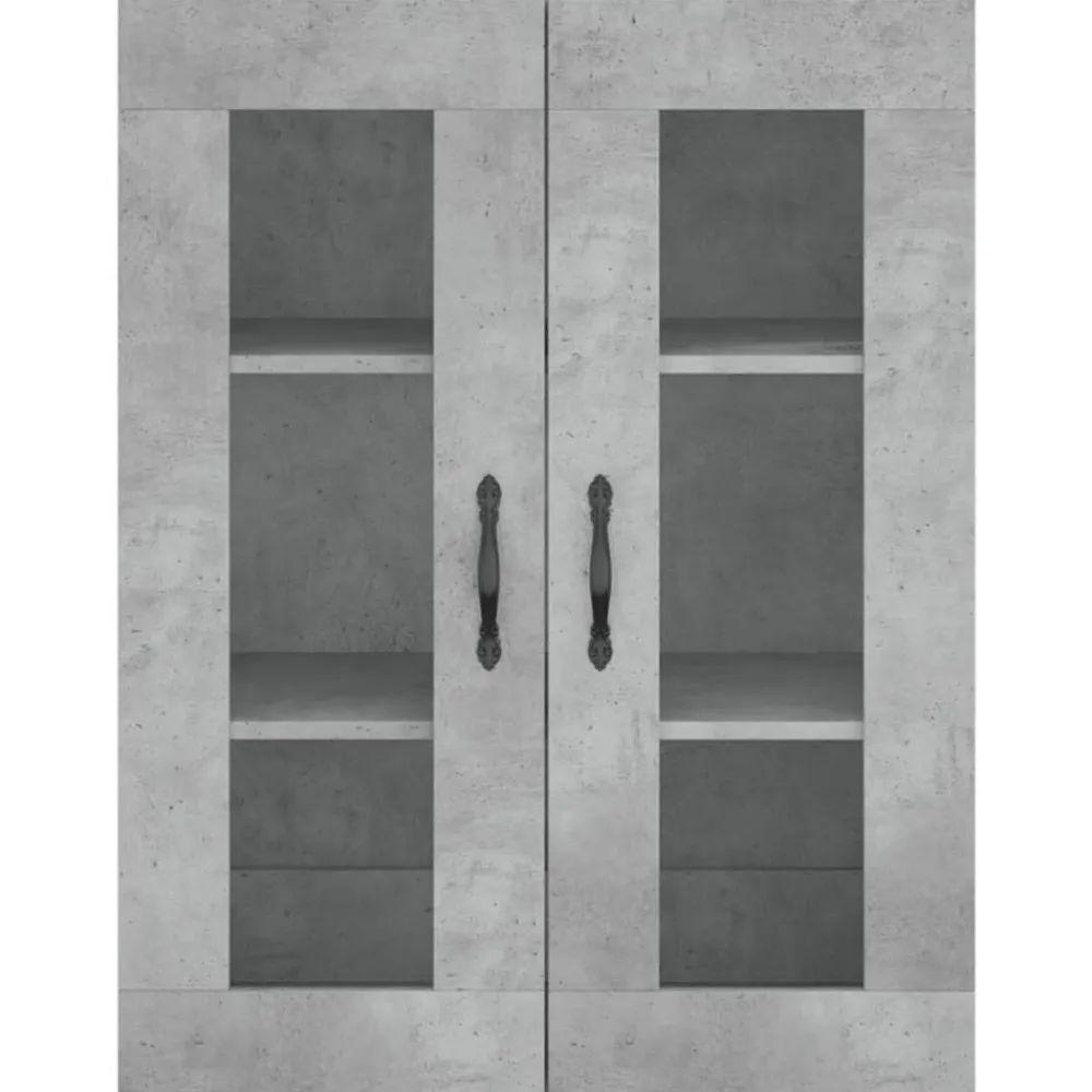 vidaXL Armarios Y Almacenamiento-Aparador alto madera contrachapada gris hormigón 69,5x34x180 cm