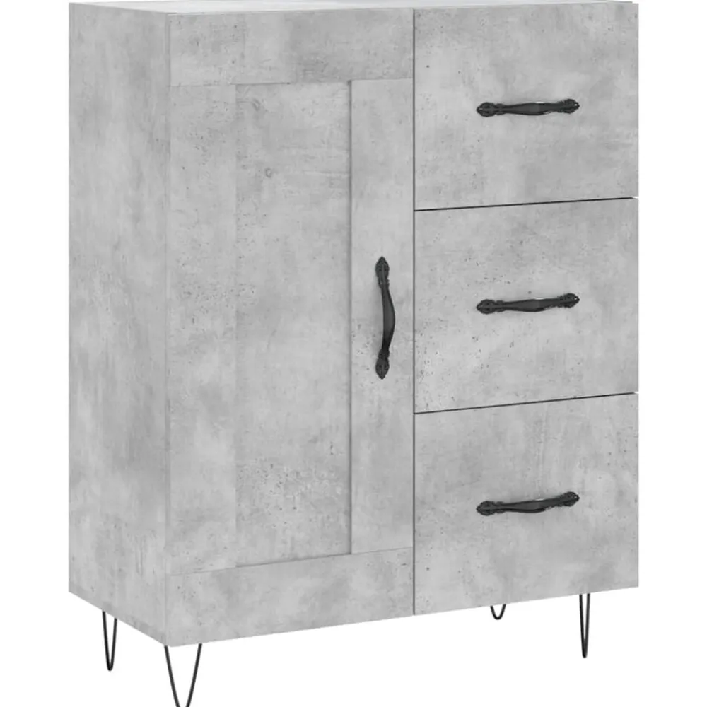vidaXL Armarios Y Almacenamiento-Aparador alto madera contrachapada gris hormigón 69,5x34x180 cm