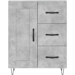 vidaXL Armarios Y Almacenamiento-Aparador alto madera contrachapada gris hormigón 69,5x34x180 cm
