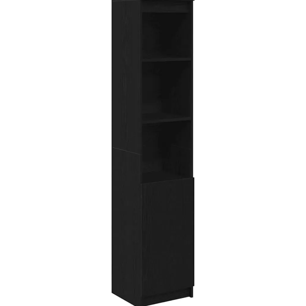 vidaXL Aparador alto roble 37,5x35x180 cm madera de ingeniería Negro Sale