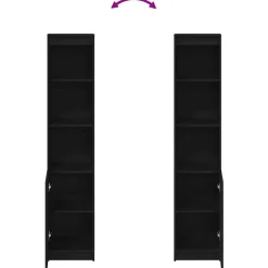 vidaXL Aparador alto roble 37,5x35x180 cm madera de ingeniería Negro Sale