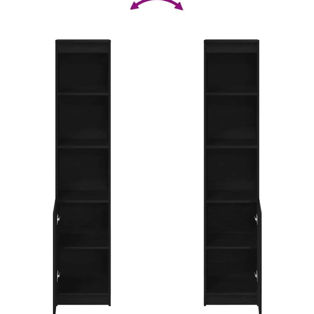 vidaXL Aparador alto roble 37,5x35x180 cm madera de ingeniería Negro Sale