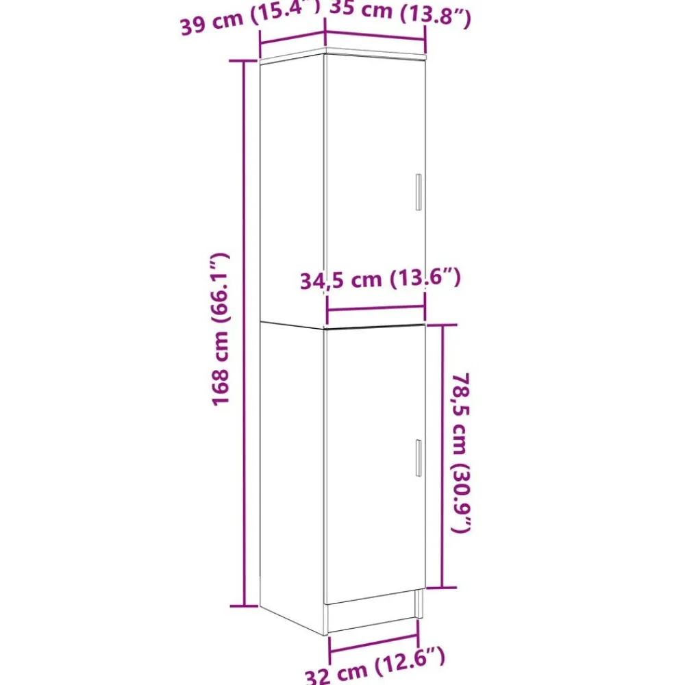 vidaXL Aparador alto 35 x 39 x 168 cm Roble Sonoma Clearance