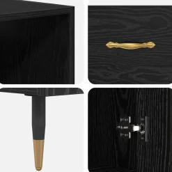 vidaXL Aparador alto 69,5 x 34 x 180 cm Roble negro New