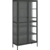 vidaXL Armarios Y Almacenamiento-Aparador alto vidrio y acero negro 85x40x180 cm