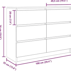 vidaXL Armarios Y Almacenamiento-Aparador Artisan Roble 100x35x76 cm Madera de ingeniería