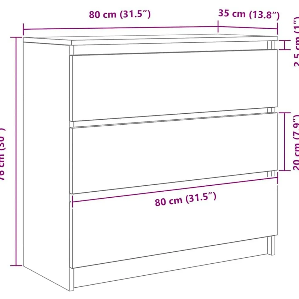 vidaXL Aparador Artisan Roble 80x35x76 cm Madera de ingeniería Roble artisan Clearance