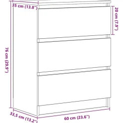 vidaXL Armarios Y Almacenamiento-Aparador Artisan Roble 60x35x76 cm Madera de ingeniería