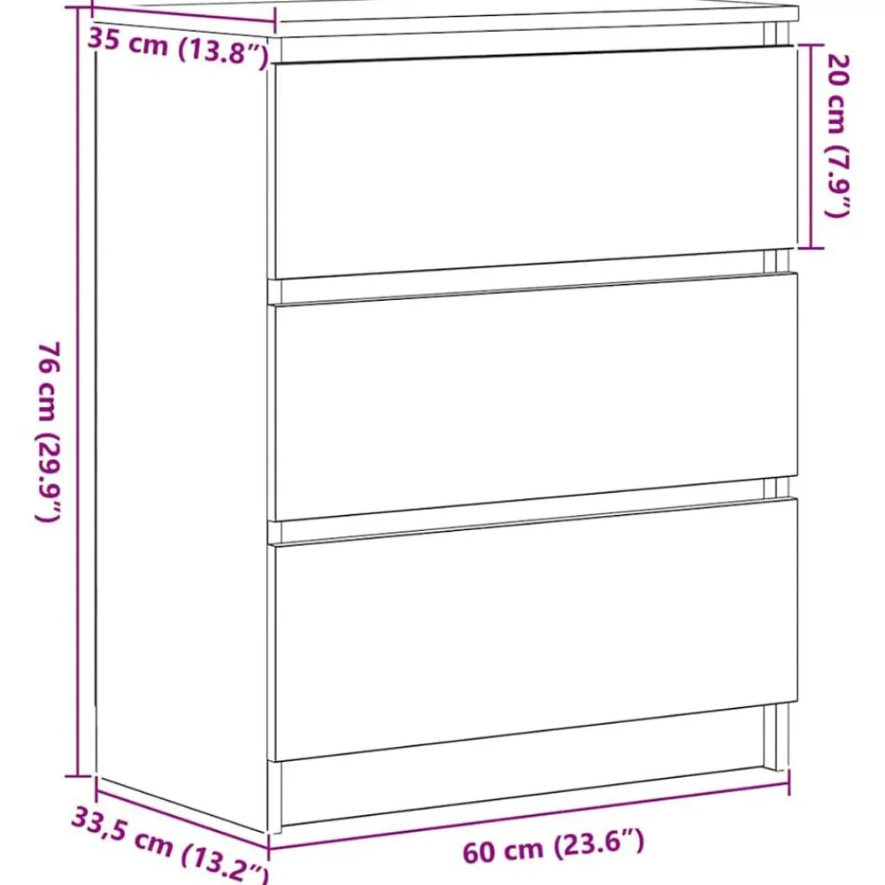 vidaXL Armarios Y Almacenamiento-Aparador Artisan Roble 60x35x76 cm Madera de ingeniería