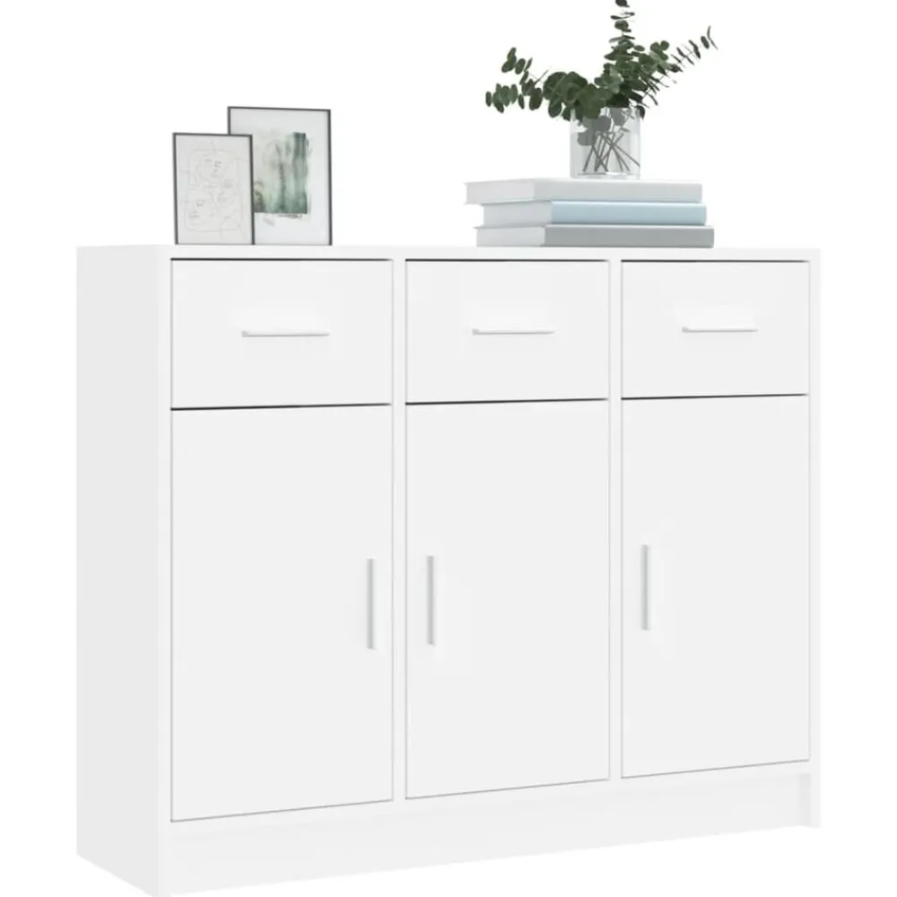 vidaXL Aparador 91x28x75 cm madera de ingeniería Blanco Discount