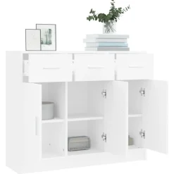 vidaXL Aparador 91x28x75 cm madera de ingeniería Blanco Discount