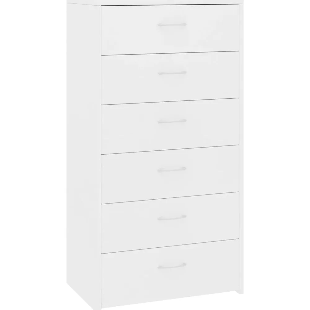 vidaXL Aparador con 6 cajones madera contrachapada 50x34x96 cm Blanco Discount