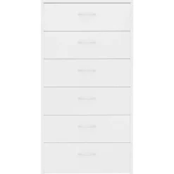 vidaXL Aparador con 6 cajones madera contrachapada 50x34x96 cm Blanco Discount