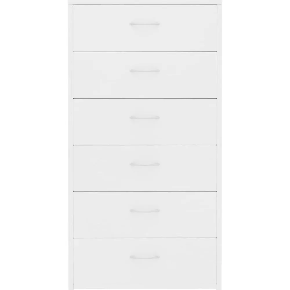 vidaXL Aparador con 6 cajones madera contrachapada 50x34x96 cm Blanco Discount