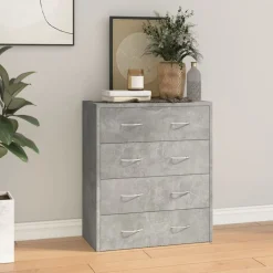 vidaXL Armarios Y Almacenamiento-Aparador con 4 cajones gris hormigón 60x30,5x71 cm