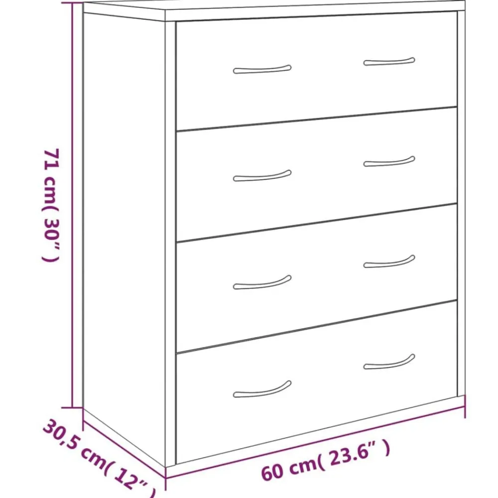 vidaXL Armarios Y Almacenamiento-Aparador con 4 cajones 60x30,5x71 cm