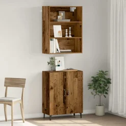 vidaXL Armarios Y Almacenamiento-Aparador con armario de pared madera antigua madera ingeniería