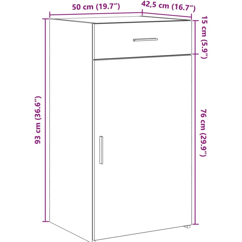 vidaXL Aparador con cajón Roble artesanal 50 x 42,5 x 93 cm Roble artisan Discount