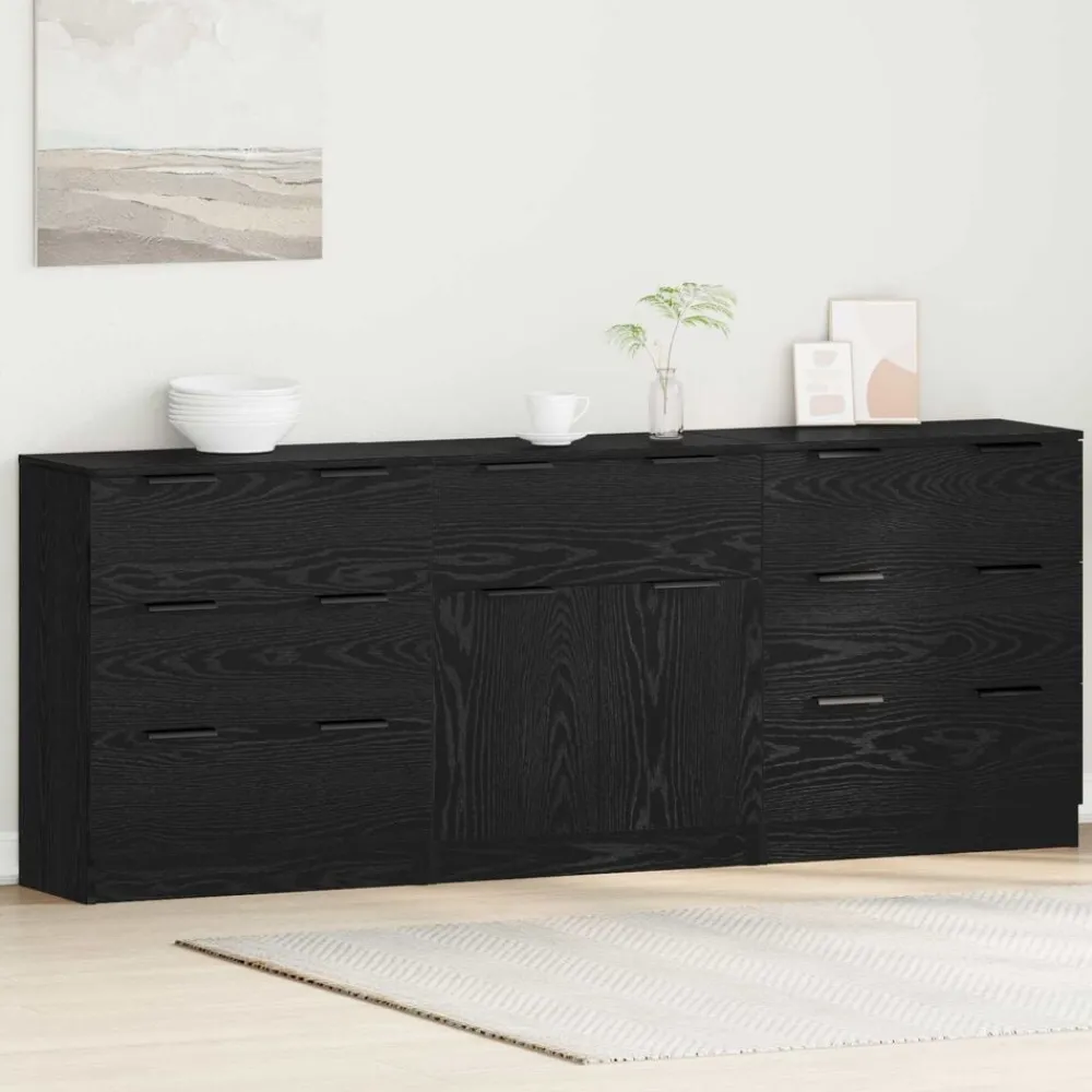 vidaXL Armarios Y Almacenamiento-Aparador con cajón 3 pcs 181 x 30 x 70 cm
