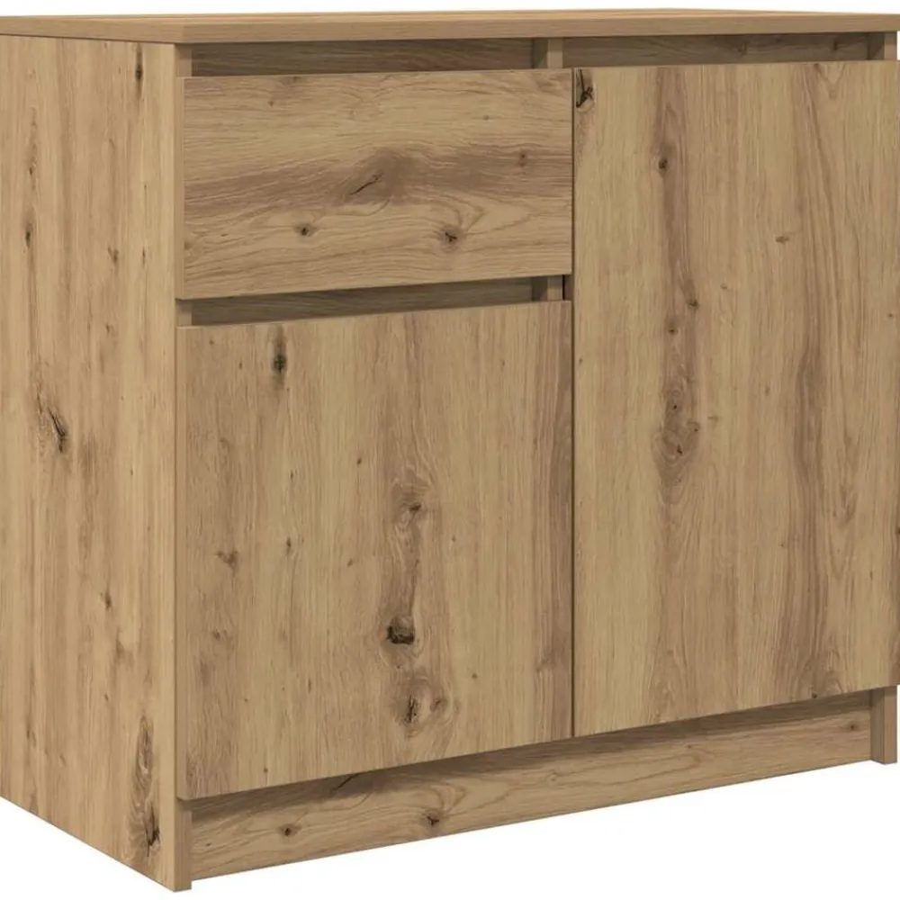 vidaXL Aparador con cajón roble artesanal 71x35x65cm madera ingeniería Roble artisan Sale