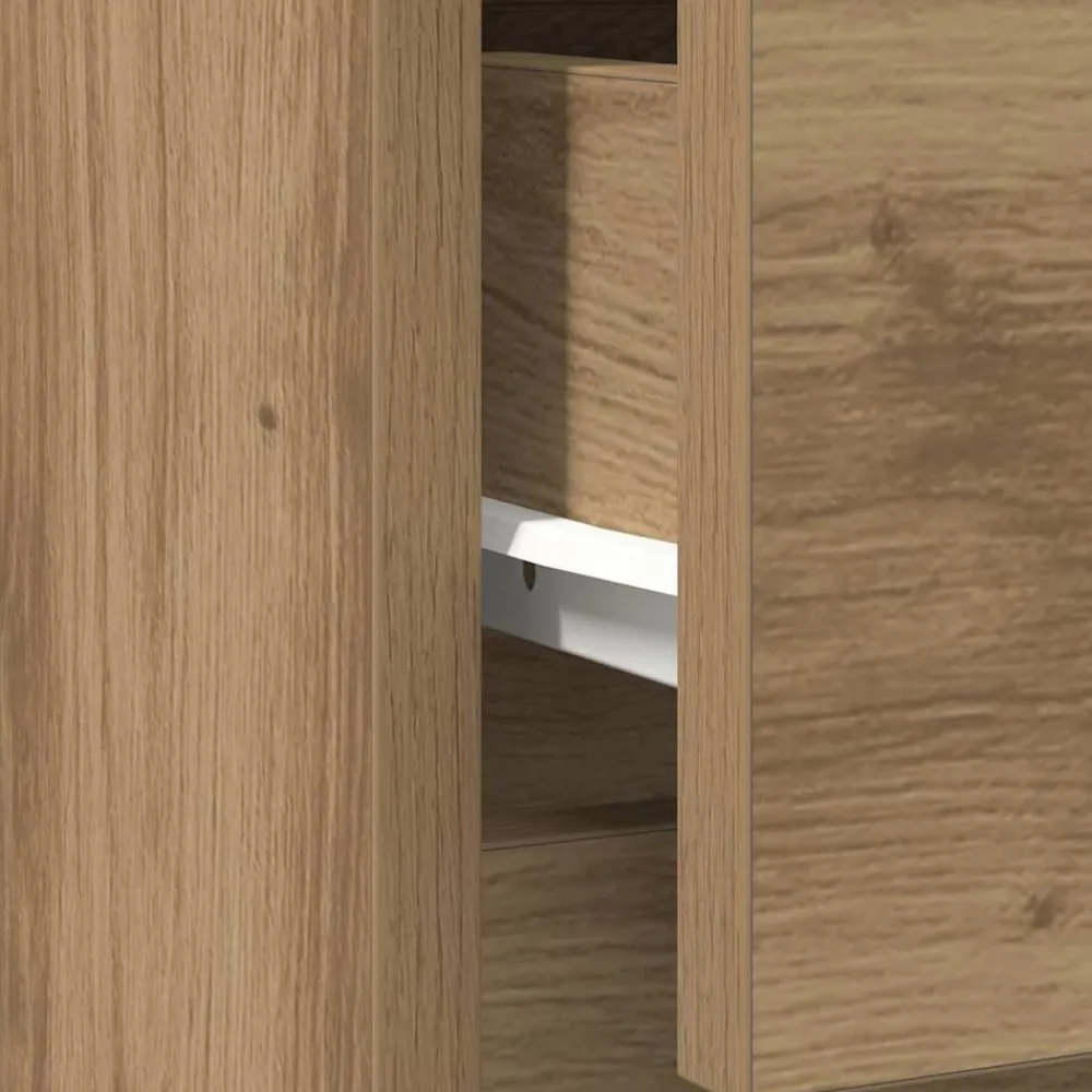 vidaXL Aparador con cajón roble artesanal 71x35x65cm madera ingeniería Roble artisan Sale
