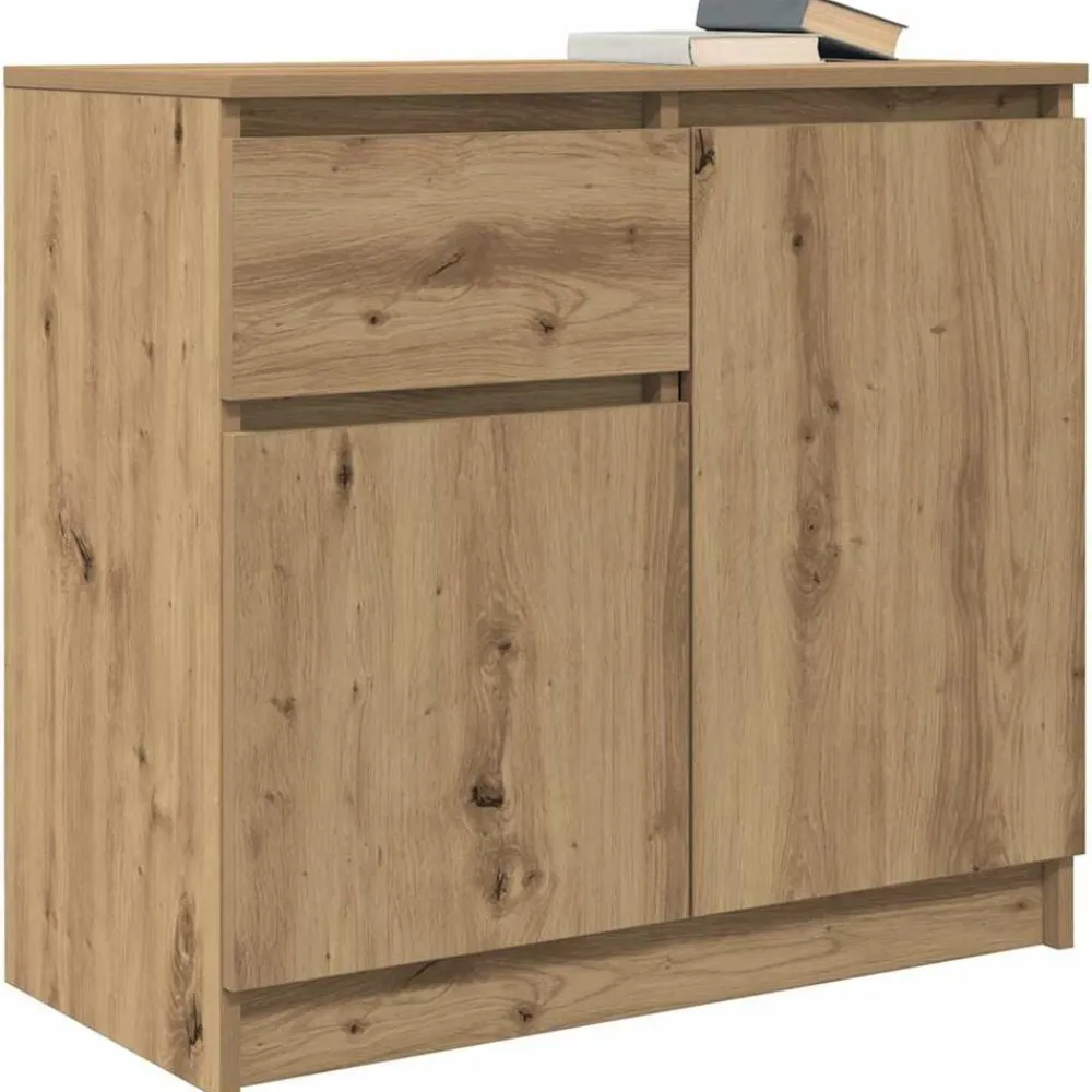 vidaXL Aparador con cajón roble artesanal 71x35x65cm madera ingeniería Roble artisan Sale