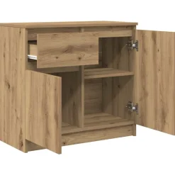 vidaXL Aparador con cajón roble artesanal 71x35x65cm madera ingeniería Roble artisan Sale