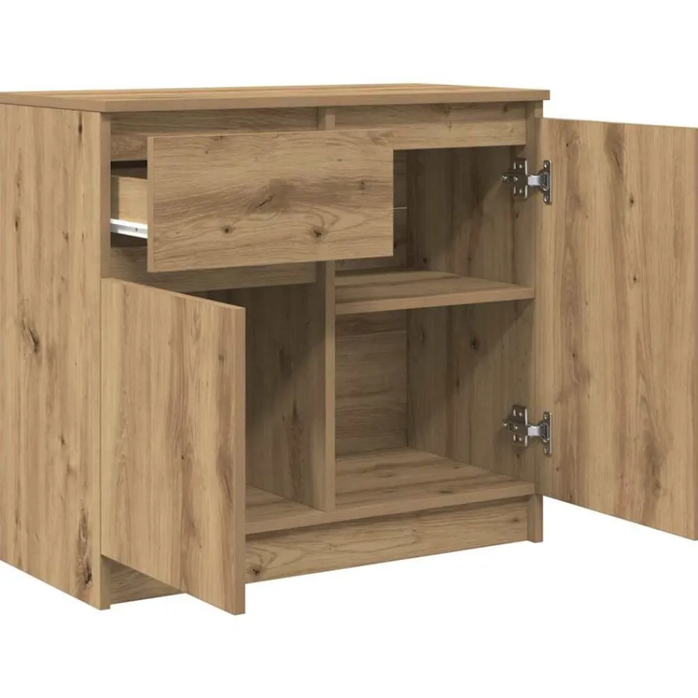 vidaXL Aparador con cajón roble artesanal 71x35x65cm madera ingeniería Roble artisan Sale