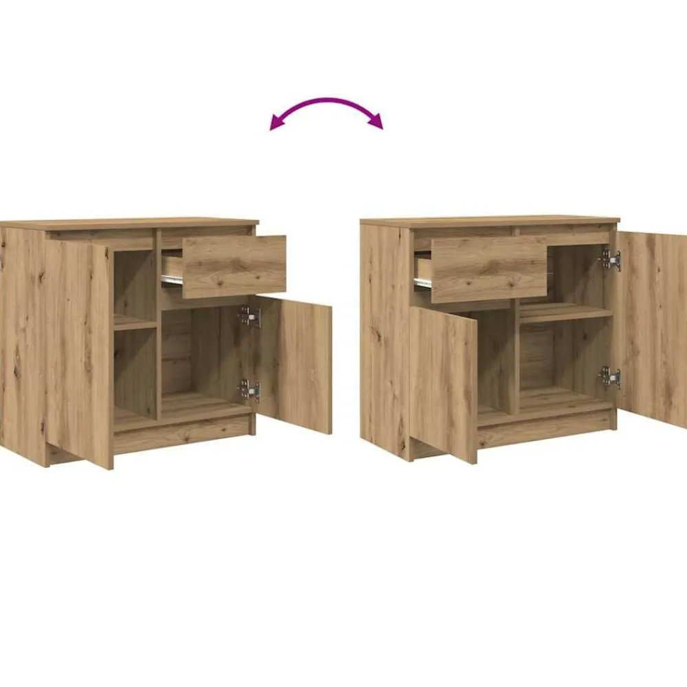 vidaXL Aparador con cajón roble artesanal 71x35x65cm madera ingeniería Roble artisan Sale