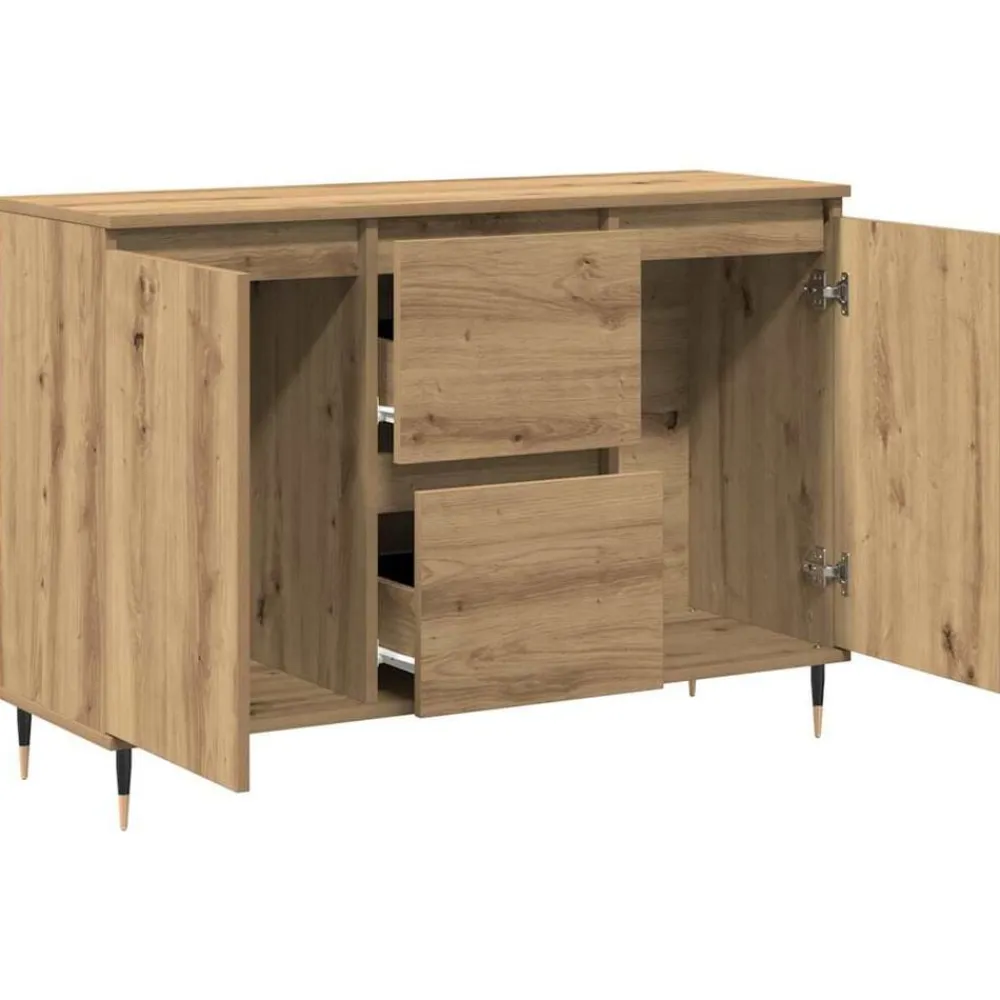 vidaXL Armarios Y Almacenamiento-Aparador con cajón Roble artesanal 101,5 x 35 x 70 cm