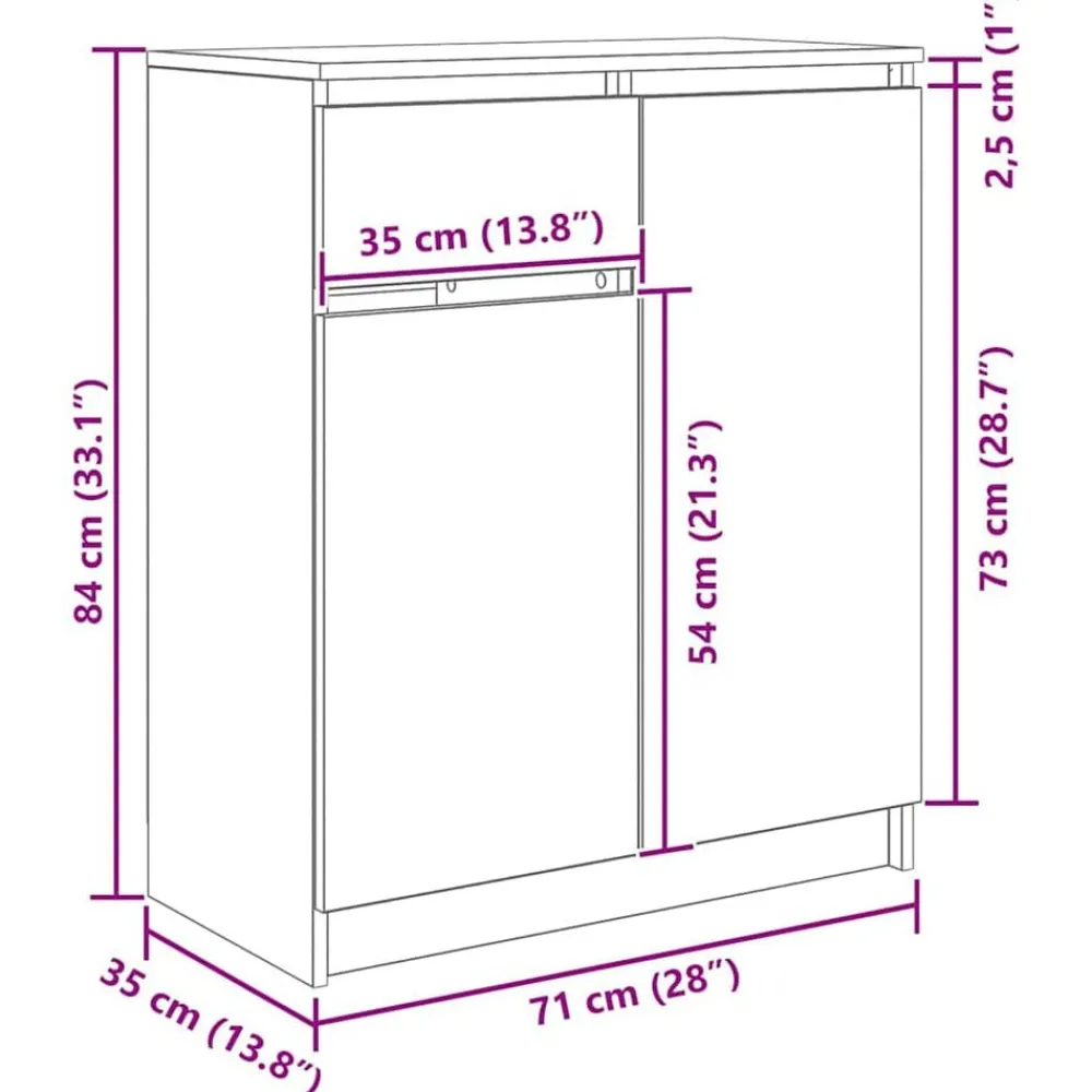 vidaXL Aparador con cajón 71x35x84 cm madera de ingeniería Blanco Online
