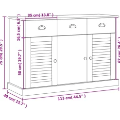 vidaXL Armarios Y Almacenamiento-Aparador con cajones VIGO madera maciza pino 113x40x75 cm