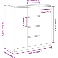 vidaXL Aparador con cajones 100,5x35x98,5 cm madera ingeniería Blanco Outlet
