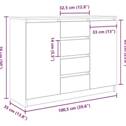 vidaXL Armarios Y Almacenamiento-Aparador con cajones 100,5x35x76 cm madera de ingeniería