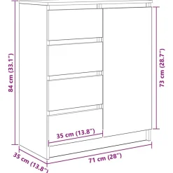 vidaXL Armarios Y Almacenamiento-Aparador con cajones gris hormigón 71x35x84cm madera ingeniería