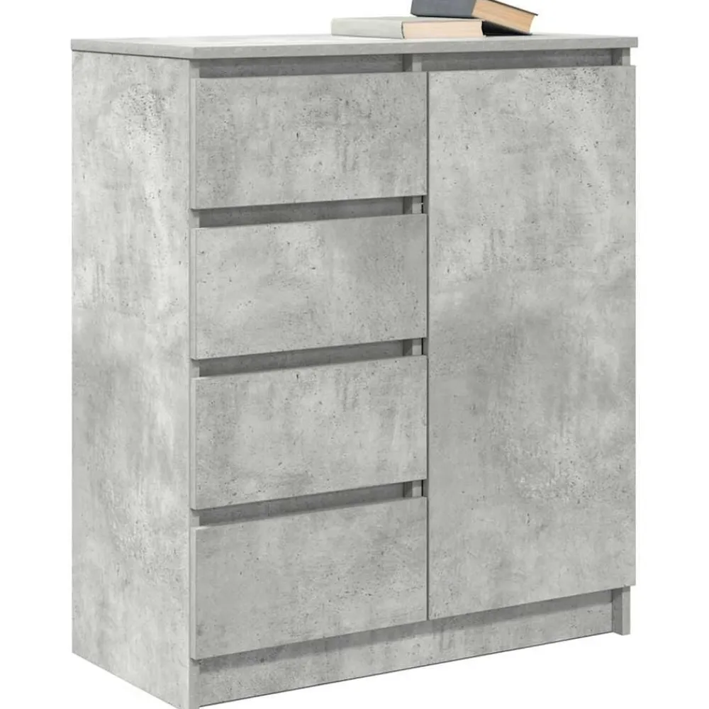 vidaXL Armarios Y Almacenamiento-Aparador con cajones gris hormigón 71x35x84cm madera ingeniería