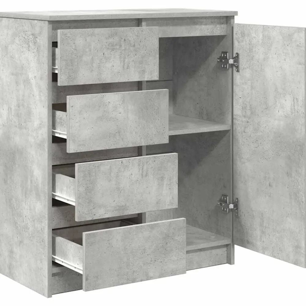 vidaXL Armarios Y Almacenamiento-Aparador con cajones gris hormigón 71x35x84cm madera ingeniería