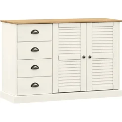 vidaXL Aparador con cajones VIGO madera maciza pino 113x40x75cm Blanco Sale