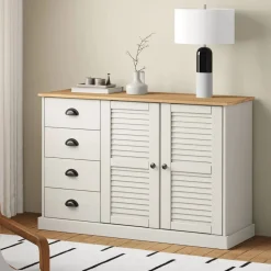 vidaXL Aparador con cajones VIGO madera maciza pino 113x40x75cm Blanco Sale