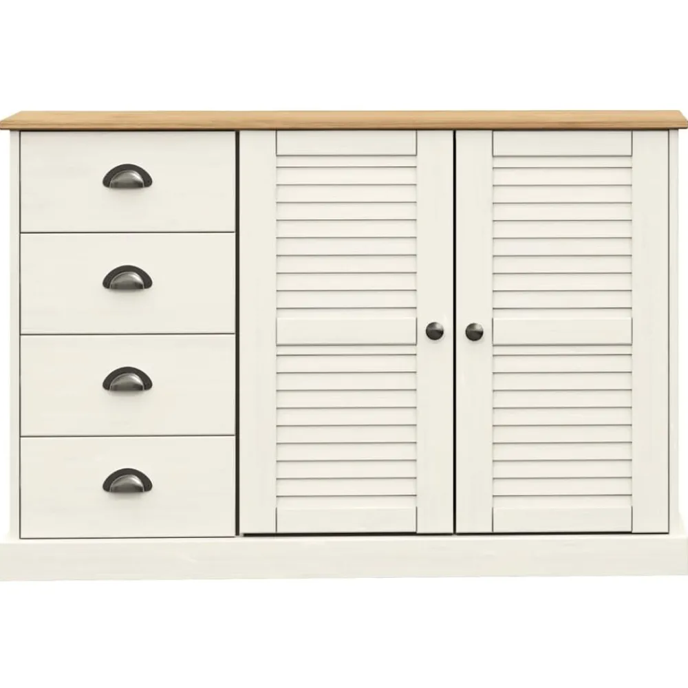 vidaXL Aparador con cajones VIGO madera maciza pino 113x40x75cm Blanco Sale